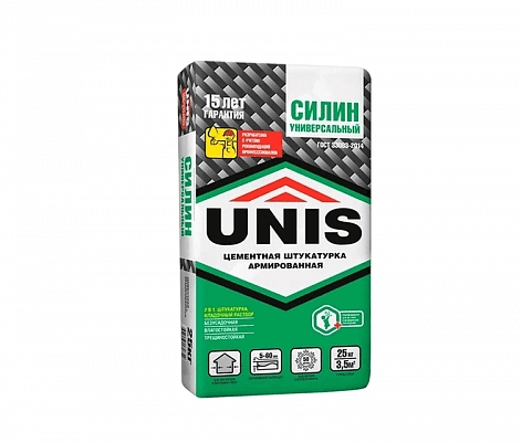 Штукатурка ЮНИС СИЛИН Универс 25 кг армиров,цемент,