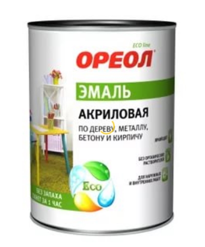 Эмаль АКРИЛ бел глянц ОРЕОЛ 0.9кг