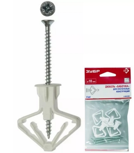 Дюбель пл бабочка 4шт д10мм 4-301326