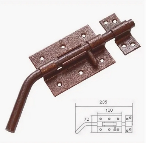 Засов гараж ЗГ-100 медь антик