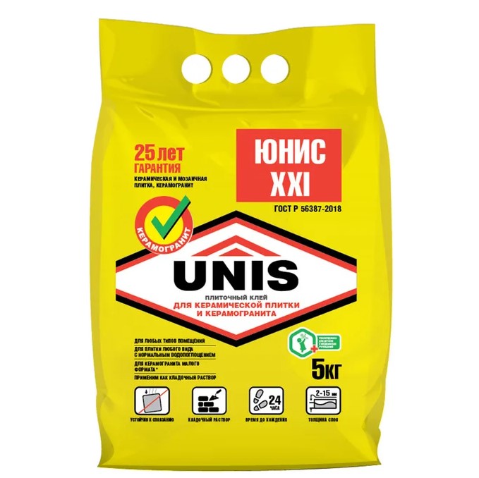 Клей плиточный ЮНИС 21в 5кг